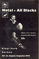 Natal v New Zealand 1970 rugby  Programme